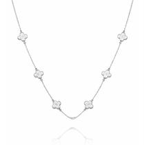 Colar Choker Trevos Feminino Banhado a Prata 925