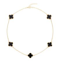 Colar Choker Trevos Preto Virginia Folheada Ouro 18k Colar Choker Trevos Preto Virginia Folheada Ouro 18k