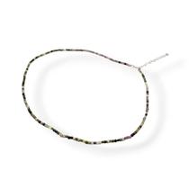 Colar Choker Turmalina Mista Natural em Prata 925 com Extensor Chocker Pedras Coloridas Naturais