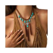 Colar Choker Vintage Boho Com Franjas De Penas Para Mulheres, Joia Étnica Com Cordão Trançado E