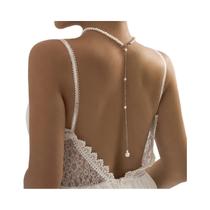 Colar Choker Vintage Feminino Com Pérolas Simuladas, Corrente Longa Com Pingente De Franjas, Joias