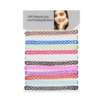 Colar Choker Vintage Hippy Com Tatuagem Elástica - 12 Peças De Colares De Tatuagem Com Linha De