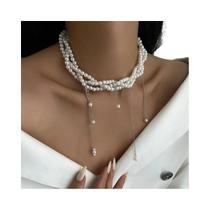 Colar Choker Vintage Multicamadas Com Pérolas E Franjas Para Mulheres, Joias De Casamento Colar Choker Vintage Multicamadas Com Pérolas E Franjas Para Mulheres, Joias De Casamento