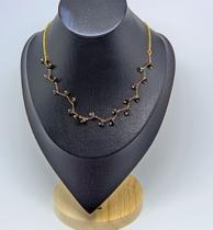 Colar Choker zig zag Feminino com Pedras Zircônias cascalhos cristais zircônias gargantilha com bolinhas pérolas