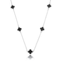 Colar cinco trevos em prata legitima 925 com 60 cm