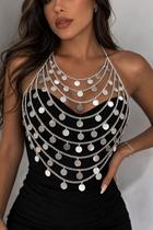 Colar Cinto Corporal bodychain acessórios com chaton banhos:Prateado Colar Cinto Corporal bodychain acessórios com chaton banhos:Prateado