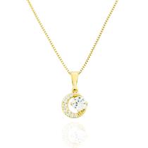 Colar Círculo Com Pedrinha Cristal Banhado a Ouro Colar Círculo Com Pedrinha Cristal Banhado a Ouro