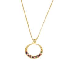 Colar Círculo com Zircônias Coloridas Banhado em Ouro 18K Colar Círculo com Zircônias Coloridas Banhado em Ouro 18K