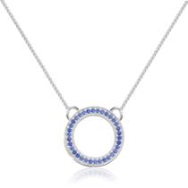 Colar Círculo Cravejado Branco, Rubi e Azul Prata 925 15mm