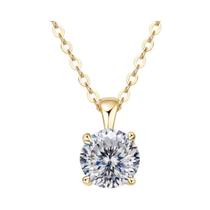 Colar Clássico De Casamento Feminino Com Pingente De Moissanite De 1.0 Quilate Em Prata Esterlina