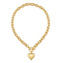 Colar CLASSYZINT Gold Chunky Puffy Heart com pingente feminino