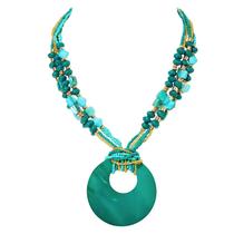 Colar Coiris Shell Pendant Strand Natural Stone Feminino Azul Colar Coiris Shell Pendant Strand Natural Stone Feminino Azul