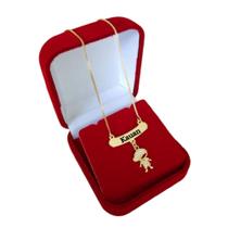 Colar com 01 Nome e Menino Banhado a Ouro 18k
