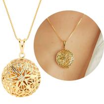 Colar com 1 Foto Relicário redondo telado com zircônia folheado a ouro 18k Colar com 1 Foto Relicário redondo telado com zircônia folheado a ouro 18k