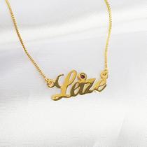 Colar com 1 Nome Personalizado + 1 Pedra Folheadas a Ouro 18k