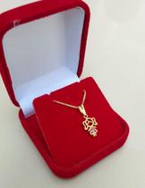 Colar Com 1 Pingente Filha Menina Folheado Em Ouro 18K- Mãe Colar Com 1 Pingente Filha Menina Folheado Em Ouro 18K- Mãe