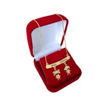 Colar Com 2 Nomes E Filhos Filhas (menino Menina) Banho Ouro