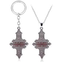 Colar com chaveiro e pingente com logotipo de Diablo para fãs do jogo