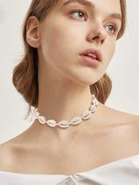 Colar Com Concha Búzios Naturais Cordão Ajustável