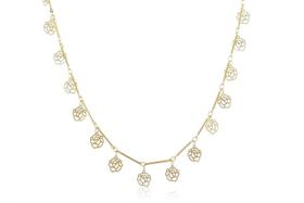 Colar Com Corrente Com Mini Flores Folheado Em Ouro 18k Colar Com Corrente Com Mini Flores Folheado Em Ouro 18k