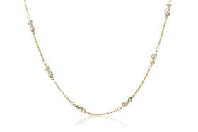 Colar Com Corrente De Mini Perolas Folheado Em Ouro 18k