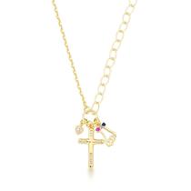 Colar com Crucifixo e dois tipos de elos Banhado a Ouro 18k