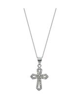 Colar com crucifixo p cravejado banhado a ródio branco Colar com crucifixo p cravejado banhado a ródio branco