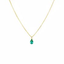 Colar com Gota Zircônia Turmalina Banhado a Ouro