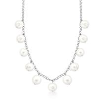 Colar com onze pérolas de água doce banhado a ródio branco Colar com onze pérolas de água doce banhado a ródio branco