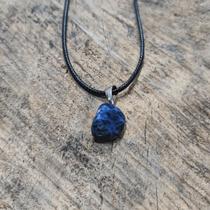 Colar Com Pedra Natural - Proteção Prosperidade Sabedoria - Pedra Sodalita Rolada Colar Com Pedra Natural - Proteção Prosperidade Sabedoria - Pedra Sodalita Rolada