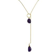 Colar com pedra natural roxa banhado a ouro 18k Colar com pedra natural roxa banhado a ouro 18k