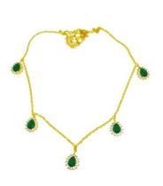 Colar com Pedras Esmeralda Folheado a Ouro 18k