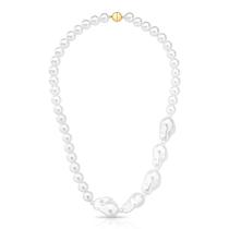 Colar com Pérolas Barroca e Shell Adriana fecho íma banhado em ouro