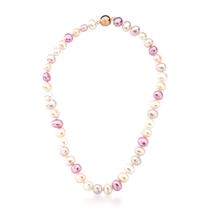 Colar com Pérolas Ovais Doris 1cm em Quatro Tons banhado em ouro rosé