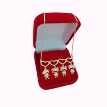 Colar com Pingente 1 Filho + 3filhas Banho Ouro Dia das Mães Colar com Pingente 1 Filho + 3filhas Banho Ouro Dia das Mães
