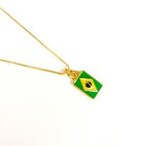 Colar com Pingente Bandeira do Brasil dourado Colar com Pingente Bandeira do Brasil dourado