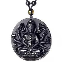 Colar Com Pingente Buda Adorando Amitabha Relevo Preto 30cm Colar Com Pingente Buda Adorando Amitabha Relevo Preto 30cm