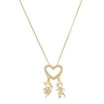 Colar Com Pingente Casal Filhos Banho De Ouro Colar Com Pingente Casal Filhos Banho De Ouro