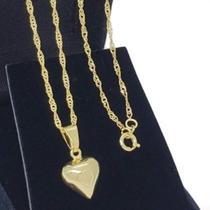 Colar Com Pingente Coração Banho De Ouro 18k 3010A Colar Com Pingente Coração Banho De Ouro 18k 3010A