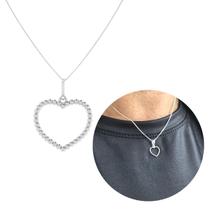 Colar com pingente coração bolinhas prata legítima 925 moda Colar com pingente coração bolinhas prata legítima 925 moda