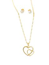 Colar com pingente coração + brincos ponto de luz Colar com pingente coração + brincos ponto de luz