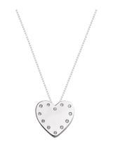 Colar com pingente coração com cravação lateral cristal banhado a ródio