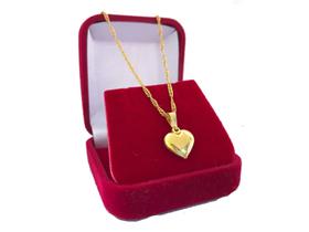 Colar com Pingente Coração e Corrente Veneziana folheada a ouro 18 Map Shops