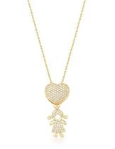 Colar com pingente coração menina banhado a ouro - zircônias Colar com pingente coração menina banhado a ouro - zircônias