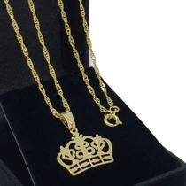 Colar Com Pingente Coroa Banho De Ouro 18k 3281 Colar Com Pingente Coroa Banho De Ouro 18k 3281