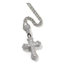 Colar com pingente cruciforme de hip hop fofo com zircônia