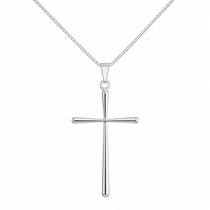 Colar com Pingente Cruz Banhado a Prata Colar com Pingente Cruz Banhado a Prata