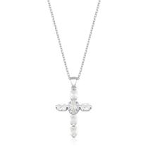 Colar com Pingente Cruz Cravejado De Prata 925