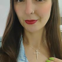 Colar com pingente cruz grande cravejada prata 925 legítima Colar com pingente cruz grande cravejada prata 925 legítima