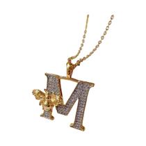 Colar Com Pingente De Abelha Em Ouro 18k Com Letra Inicial Em Inglês, Cobre Com Zircônia